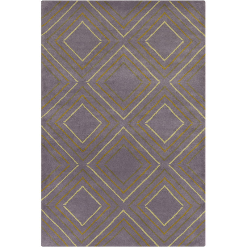 Tapis transitionnel en laine mauve à motif concentrique multicolore Allie Authentic, 8 pi x 10 pi