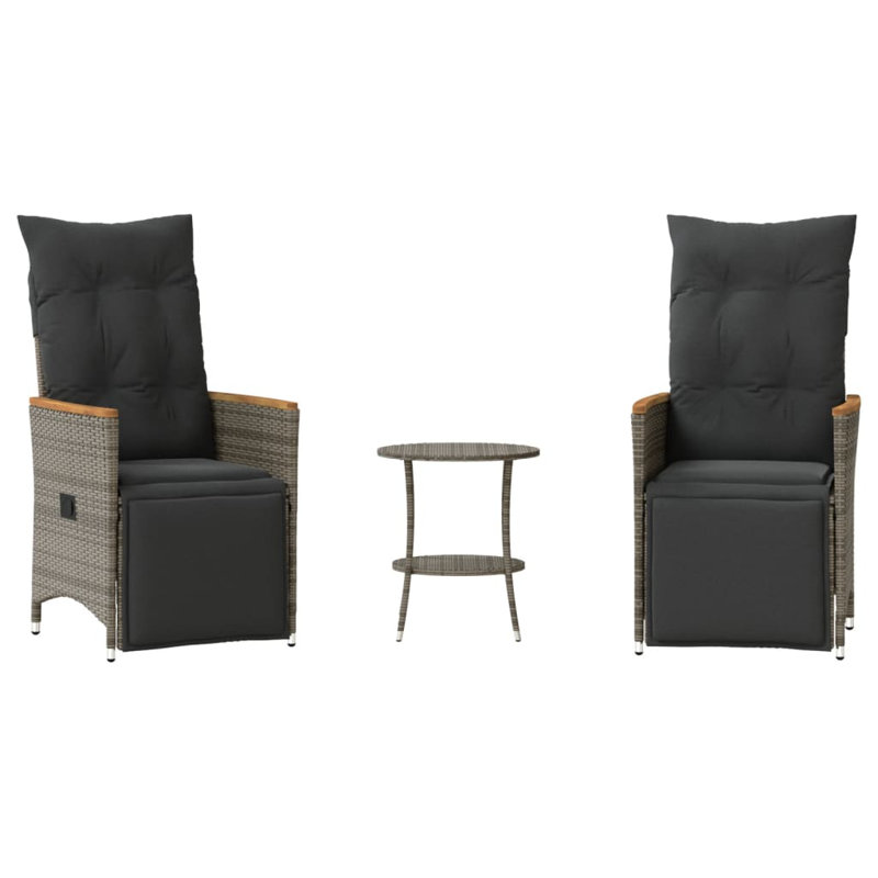 Bistro Set White, Gray, Black