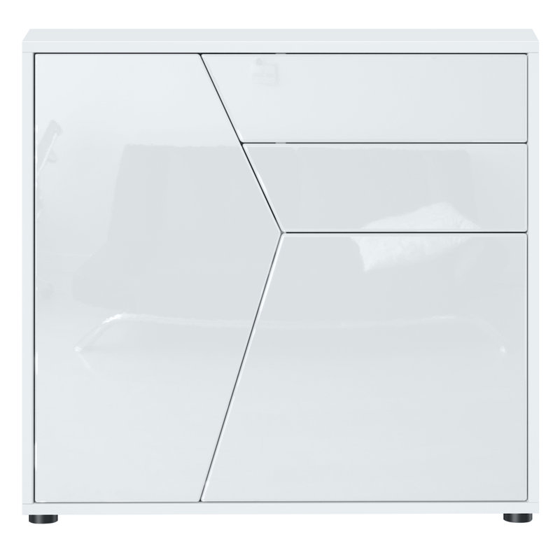 Amerissa 2 Drawer 79Cm W Combi Chest, Matt White/High-Gloss White