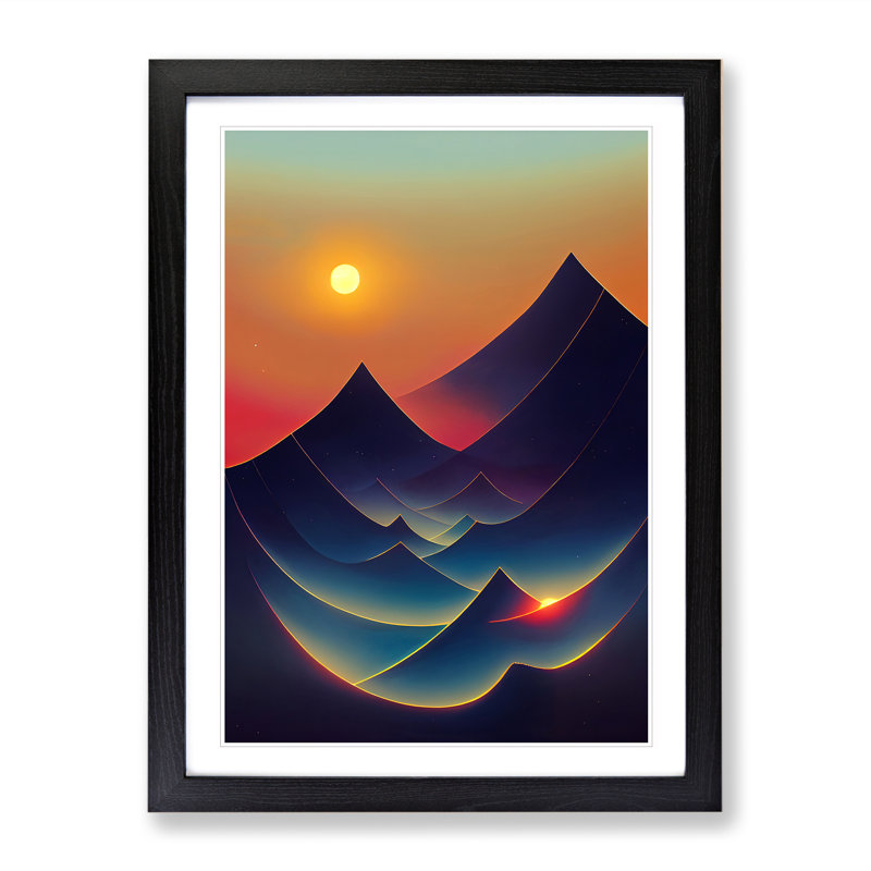 Abstract Mountain Sunset No.1 - Wall Art, Black Framed, 66cm H x 48cm W