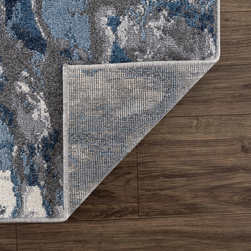 Tapis bleu / gris / blanc Roselare, Rectangle 5 pi 3 po x 7 pi 6 po