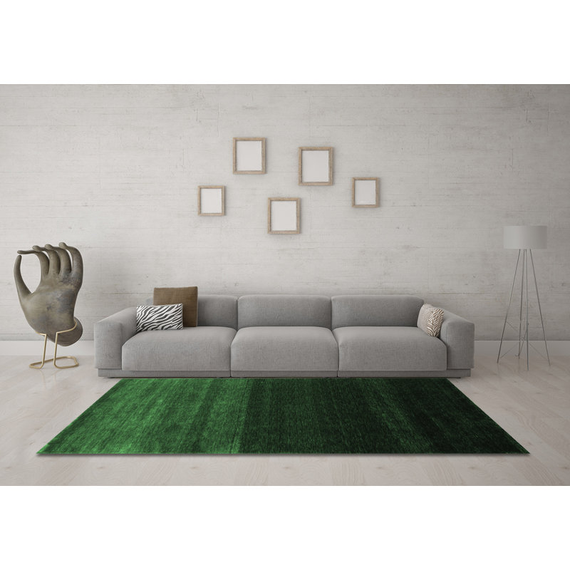 Tapis contemporains vert émeraude lavable à la machine 1780, Carré 7 pi