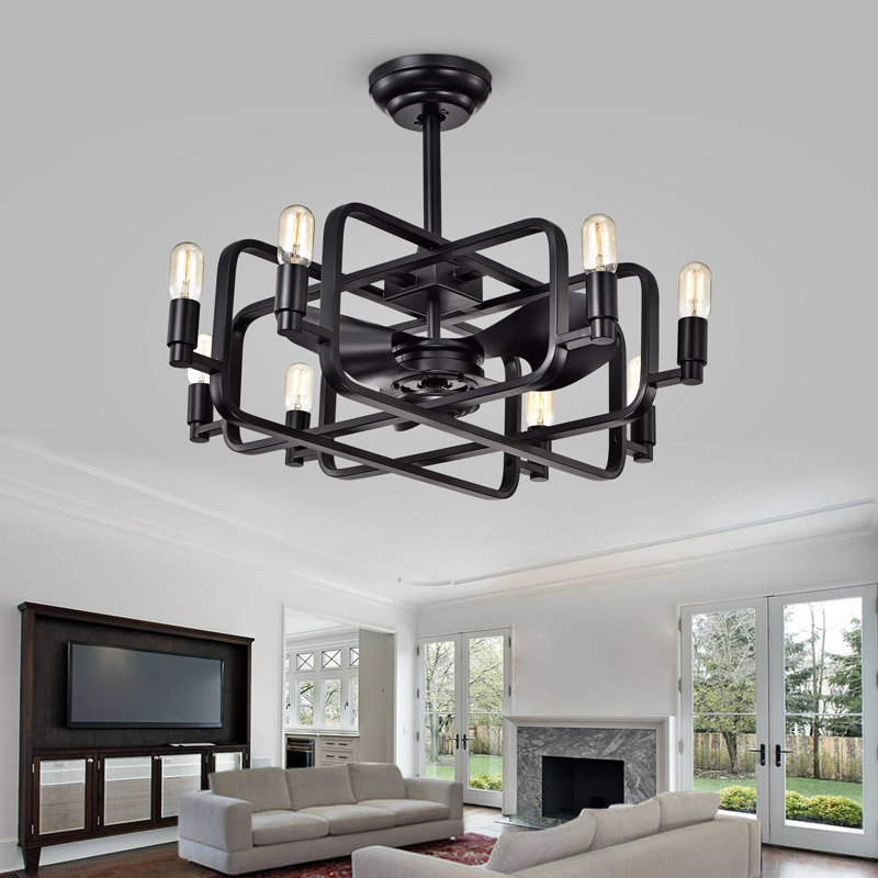 Ventilateur de plafond à 3 pales de 25,2 po avec télécommande et ensemble d'éclairage inclus Karley