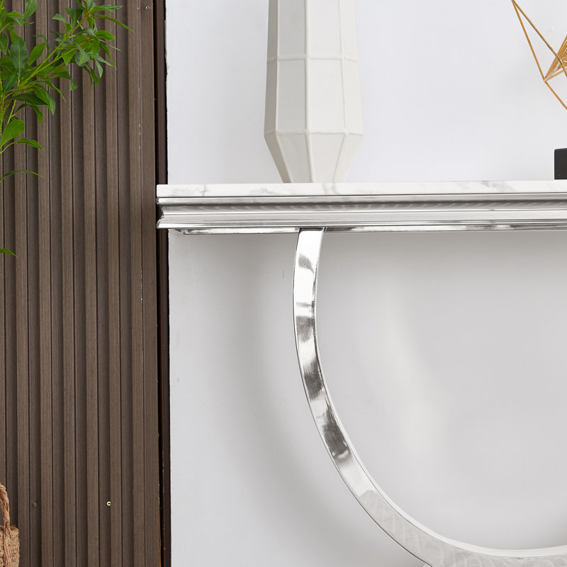 Console Tobitha, Blanc, Argent