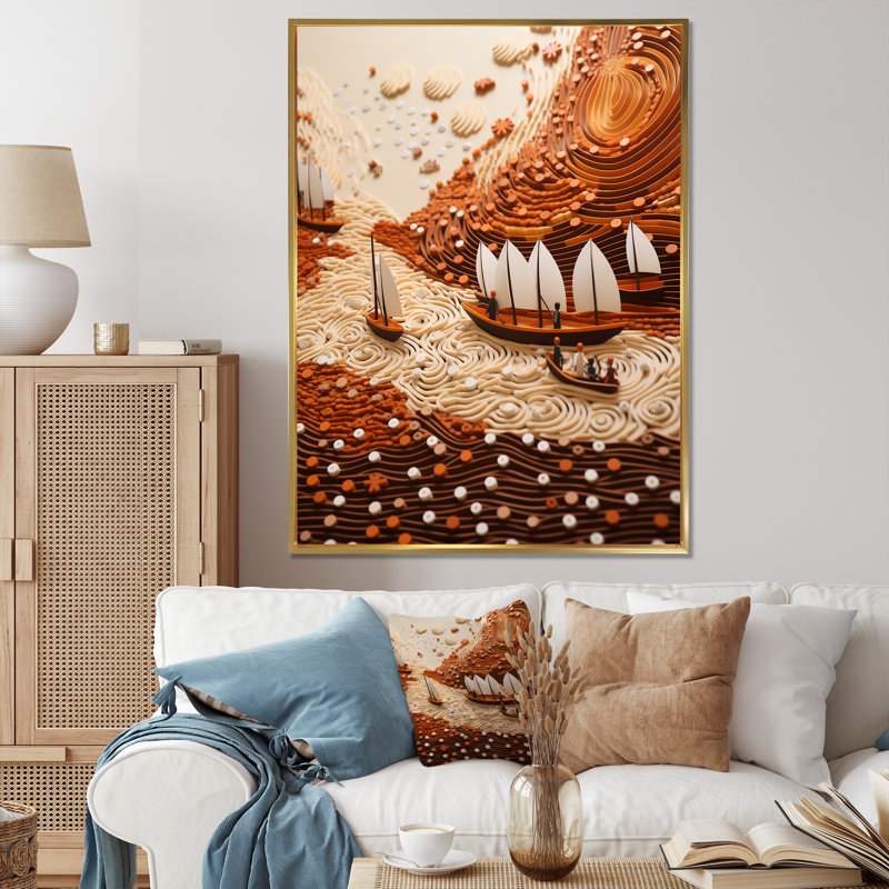 «Orange River Reverence Dream» 2, Cadre flottant doré, H 32 po x l 24 po x P 1 po