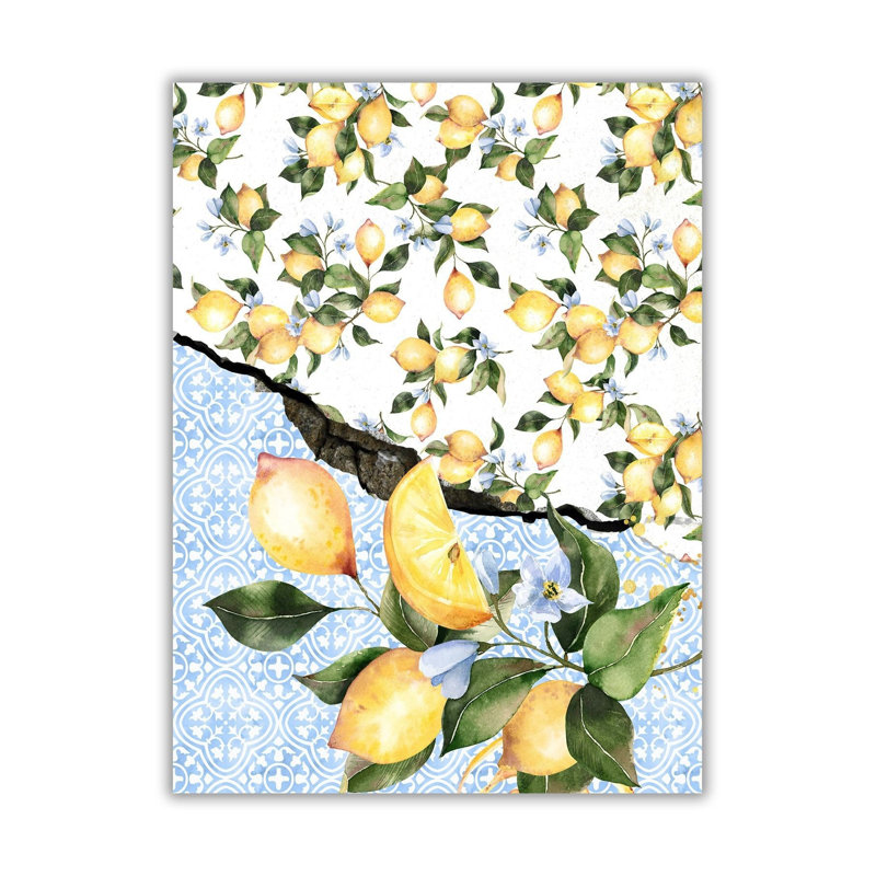 Tapis tissé à motif numérique citron et bleu, Sous-tapis rectangulaire de 3 pi 3 po x 4 pi 11 po