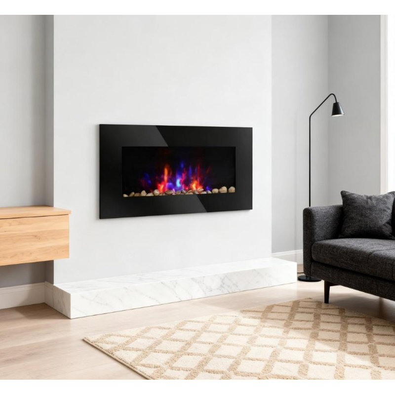 Electric Wall-Mounted Fireplace (Black)