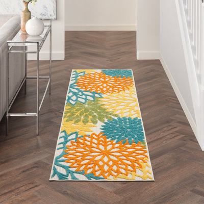 Tapis de couloir d'extérieur antidérapant 2 pi x 6 pi turquoise