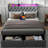 Upholstered LED Bed Frame With Storage Headboard Charging Station 2 Drawers Gray-1968671387