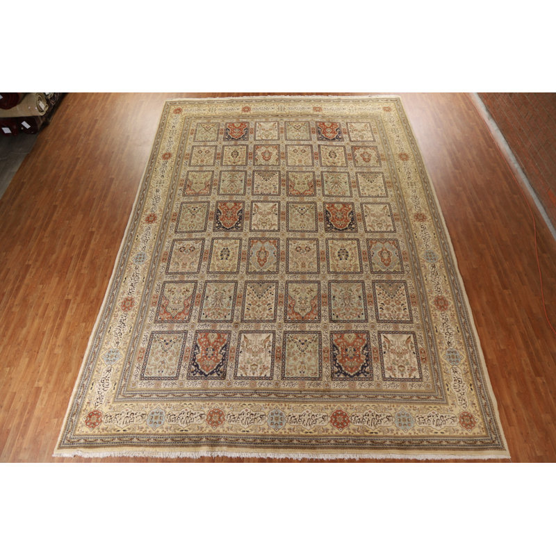 Tapis persan rétro à motif géométrique rétro Tabriz 13 x 18