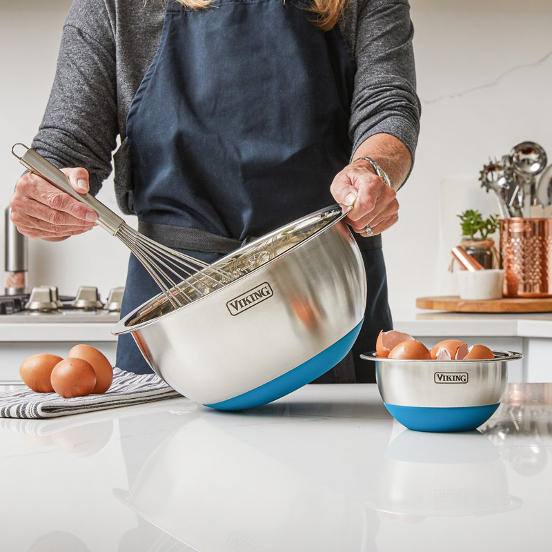 Viking 10 Piece Stainless Steel Mixing Bowl Set with Lids, Teal