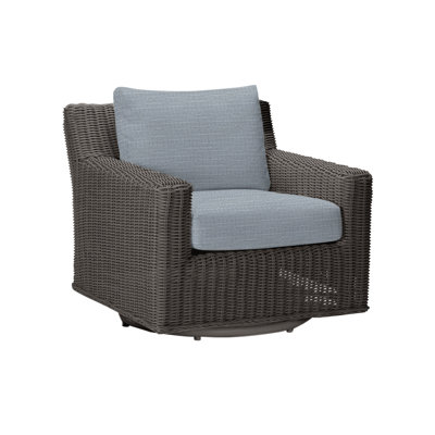 Fauteuil rotatif rustique tissé et haut-parleur gris ardoise