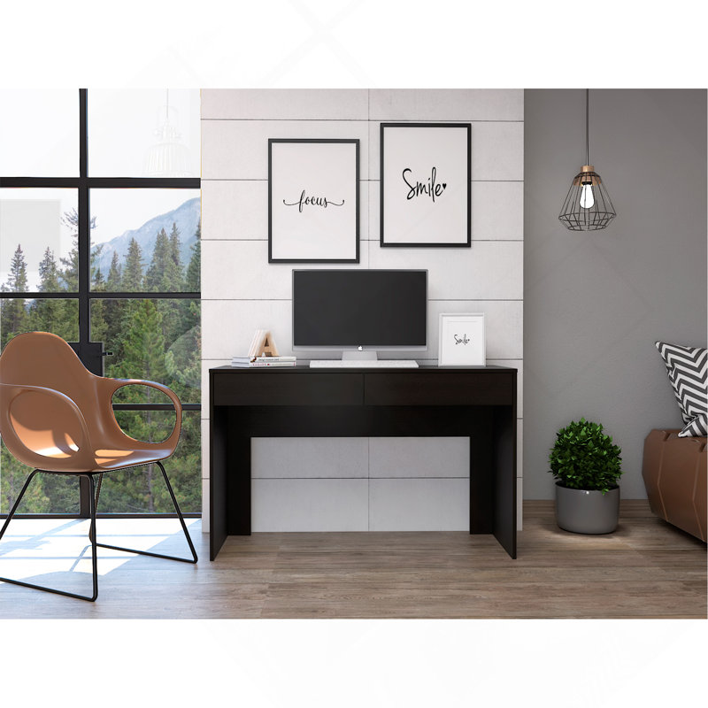 Writing Computer Desk, Two Drawers -Black