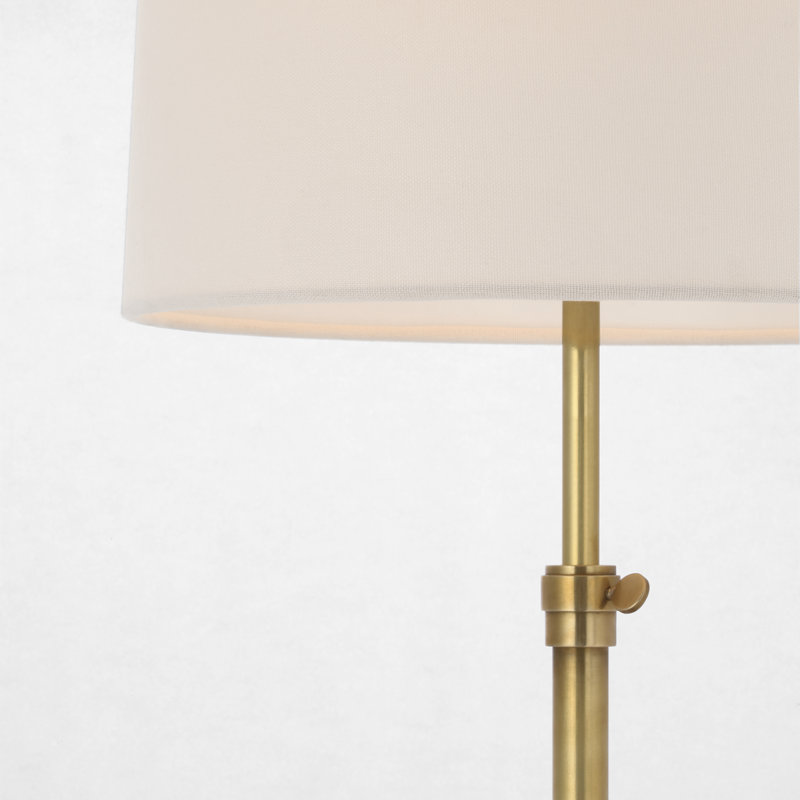Thomas O'Brien Bryant 52" Adjustable Cordless Floor Lamp with Linen Shade, Hand-Rubbed Antique Brass
