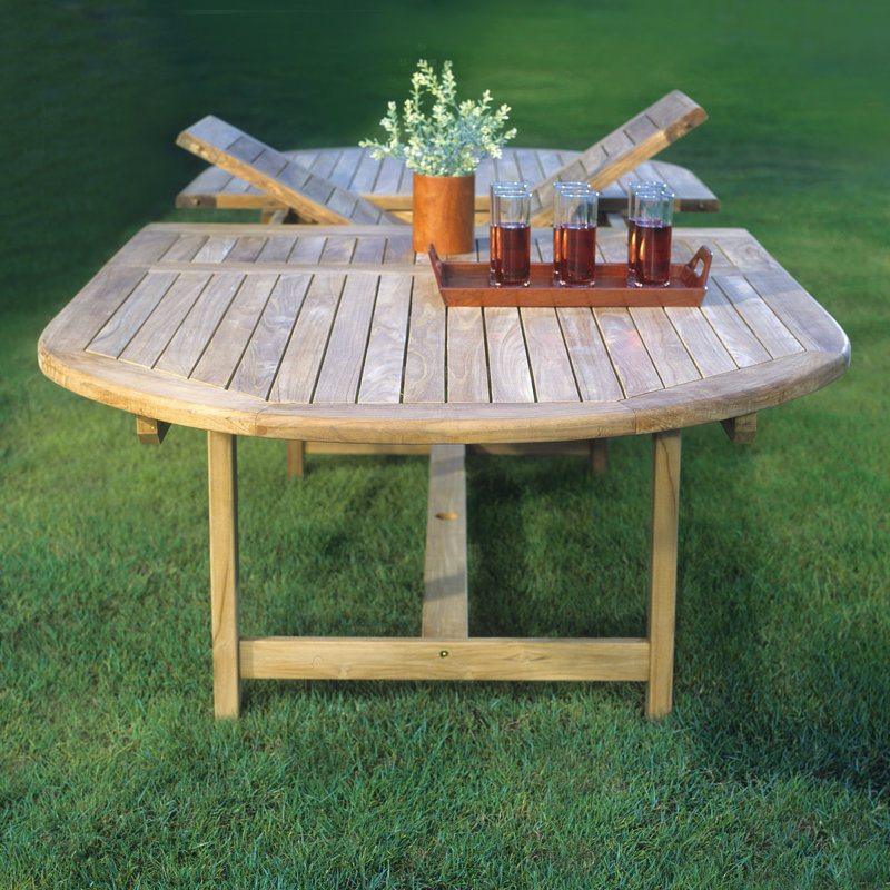 Anautica 8 - Person Wood Patio Dining Set with Extendable Oval Table