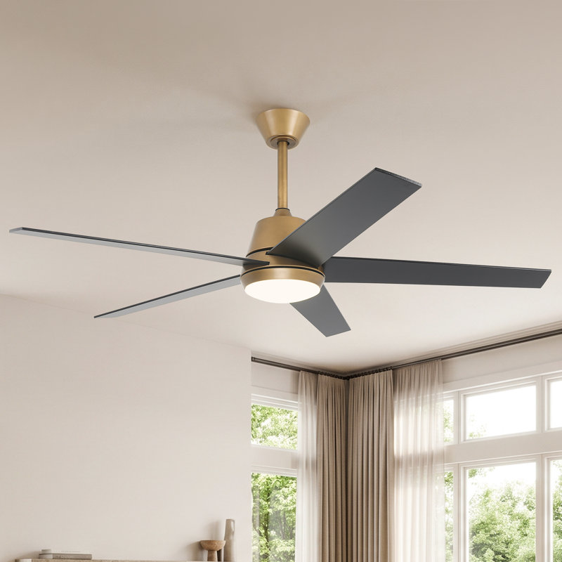 Ventilateur de plafond intelligent à intensité variable de 52 po avec 3 lumières à DEL CCT, APP et télécommande, moteur à courant continu réversible à 6 vitesses, pales de bois à double face, minuterie, tiges verticales de 6 po / 10 po