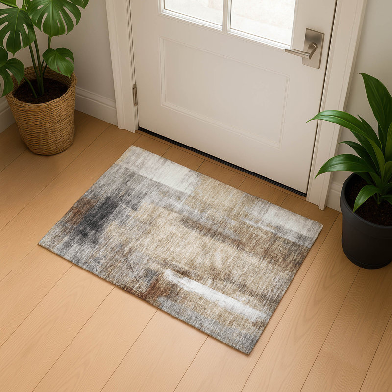 Tapis abstrait lavable à la machine Premium AMF1984, Rectangle 1 pi 8 po x 2 pi 6 po