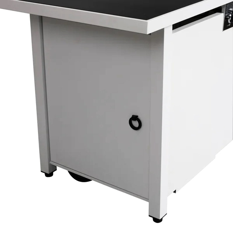 43" Rectangular Fire Pit With Metal Frame & Smoked Glass - 50000 Stainless Steel White All Outdoor Warmth Hidden Propane Tank Space 50,000 Access Door