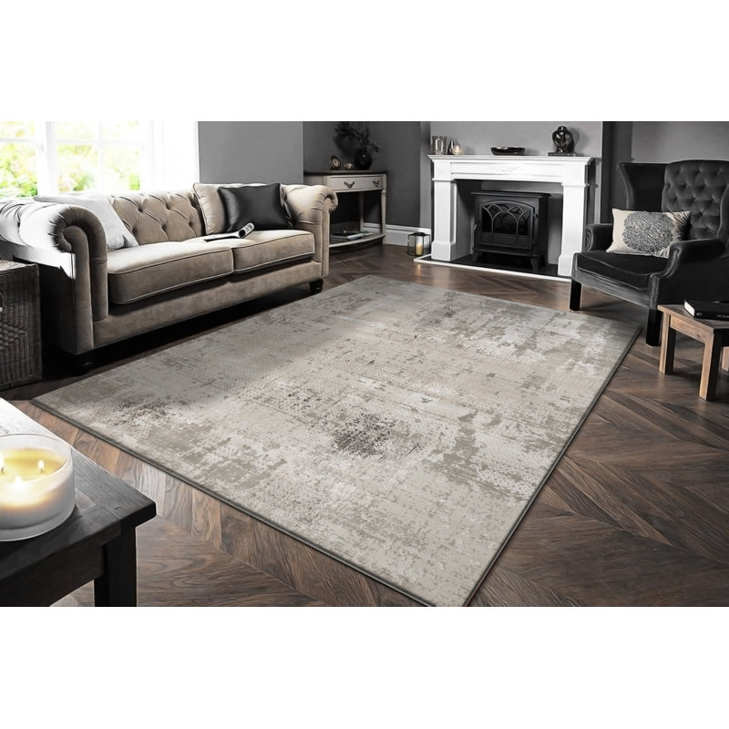 Tapis ivoire / gris Hayaa, Rectangle 9 pi 2 po x 12 pi