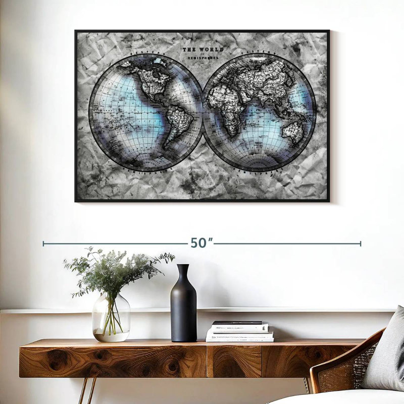 World Hemispheres Briscoe, 40 po x 27 po, Cadre flottant noir