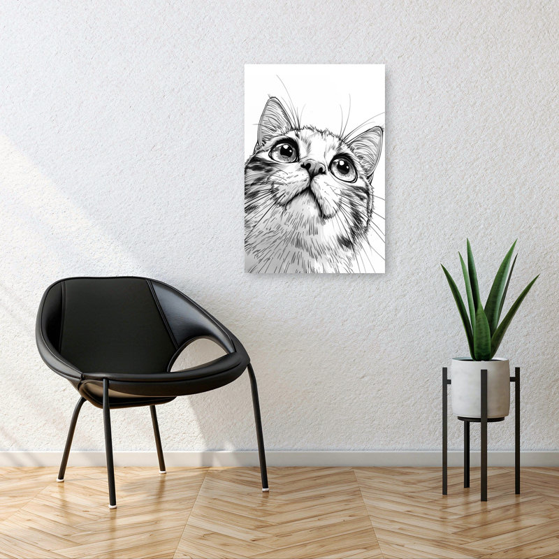 «Curious Cat Looking Contemporary», art mural, H 36 po x l 24 po