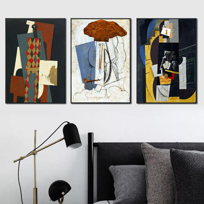 Ensemble de 3 toiles encadrées par Pablo Picasso Wall Art Series # 17 Living Office Home Decorations