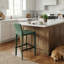 Tabouret de bar H 26 po entièrement assemblé, tabouret de bar rembourré en cuir Saddle avec siège rembourré, tabouret de bar à hauteur de comptoir avec repose-pieds à structure en métal pour îlot de cuisine, vert-2110765625-2110897007