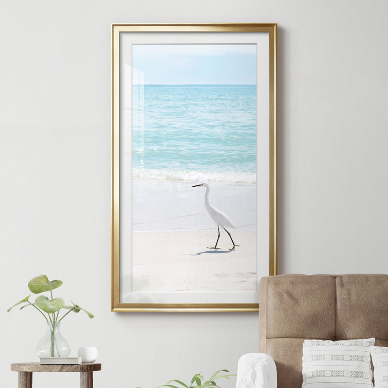 Summer Egret II - reproduction de photo encadrée, Papier encadré doré, H 22,5 po x l 42,5 po x P 1,5 po