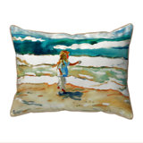 Girl At The Beach Outdoor Back Cushion