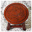 Tabouret escabeau en bois sculpté avec motif de feuille d'érable, finition cerisier-1475635796