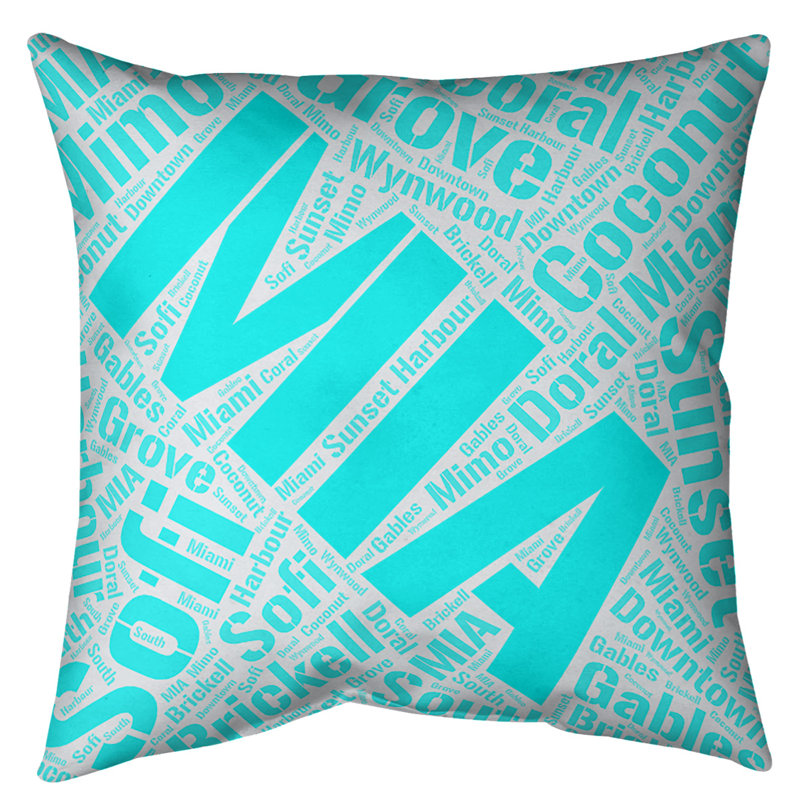 Coussin intérieur / extérieur Miami, Non, Cyan, H 20 po x l 20 po