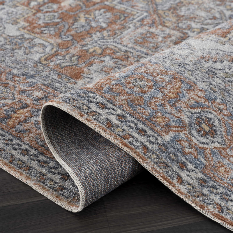 Tapis rouge foncé Alia, Tapis de couloir 2 pi 7 po x 10 pi