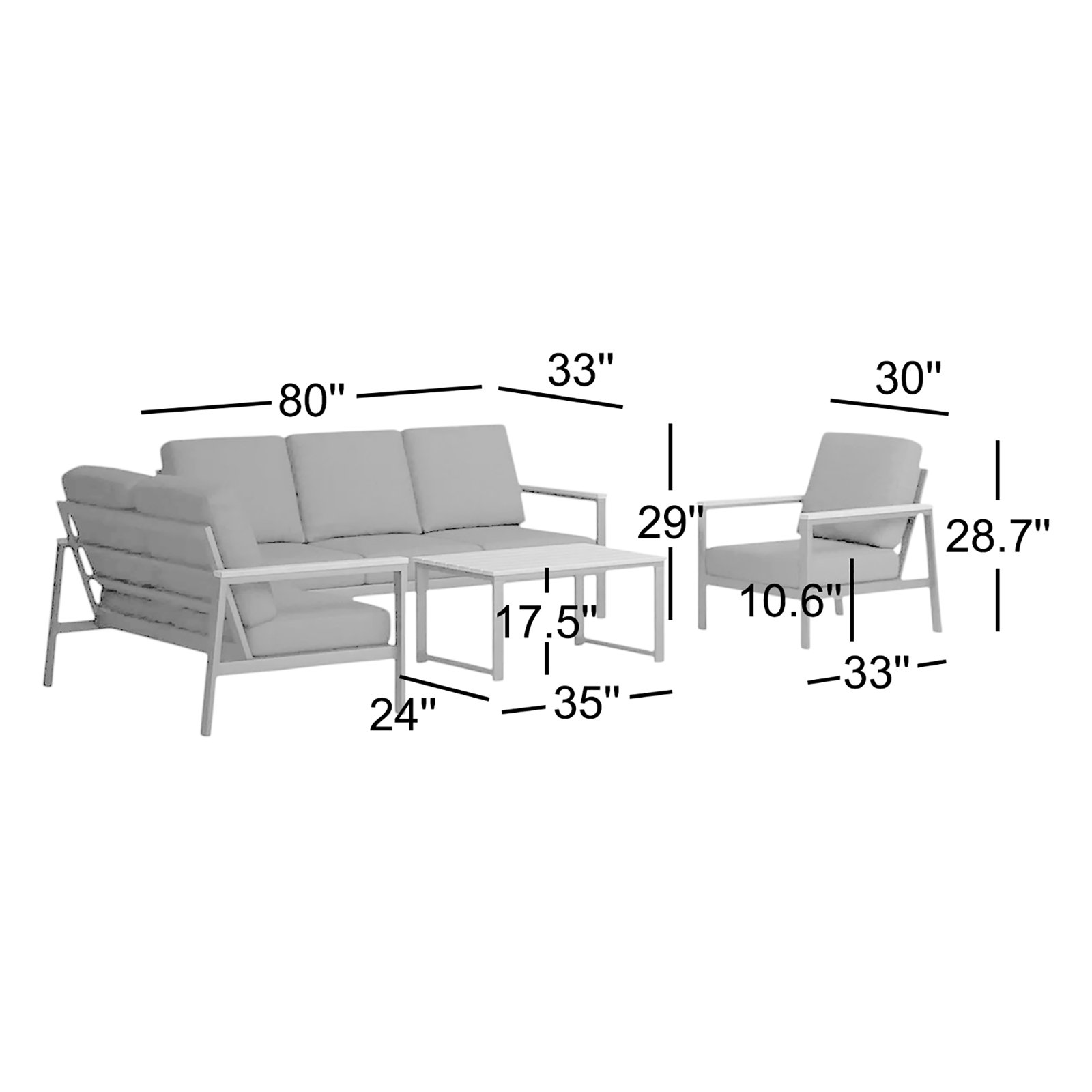 Townsend 6-Person Patio Seating Group, Canvas Black Sunbrella® Canvas