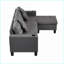 Canapé modulaire avec méridienne gauche / droite, porte-gobelets, tissu gris ardoise moderne à 4 places | Taille standard