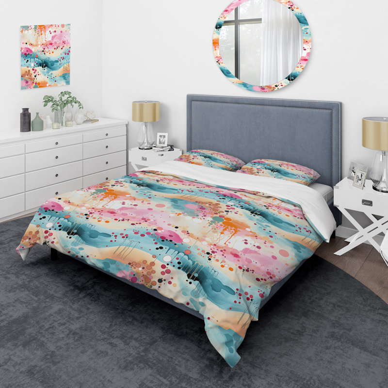 Ensemble de housse de couette Green Fusion Abstractions In Motion - Mid-Century