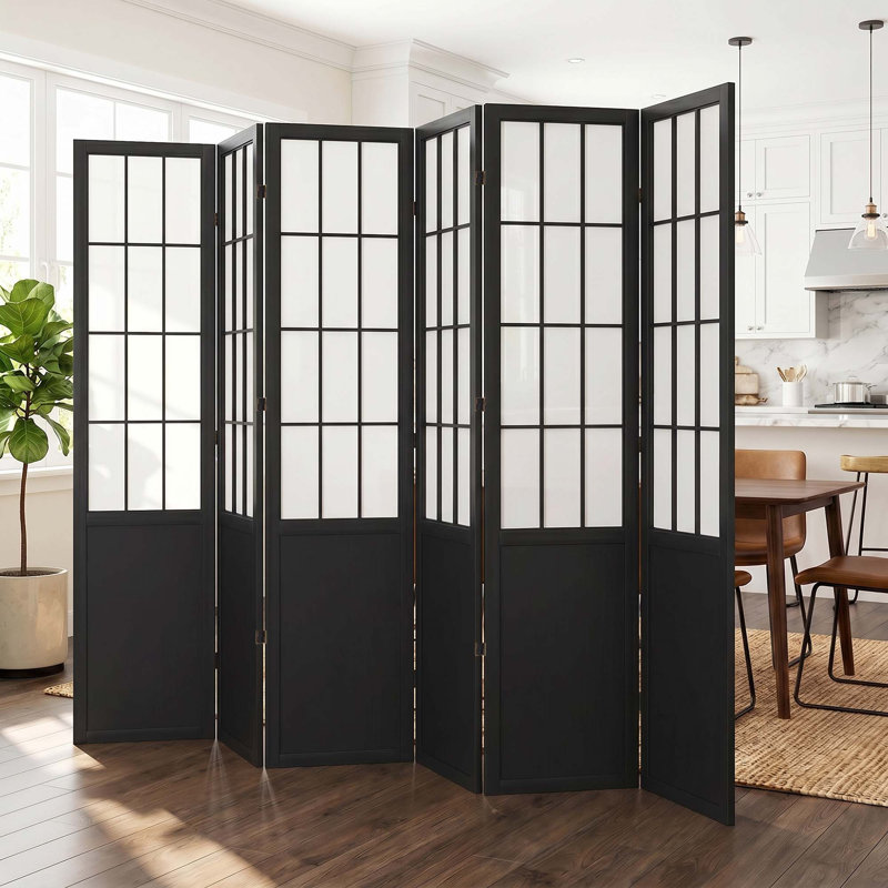 Paravent de style japonais à 6 panneaux Black Tone, 6, Noir