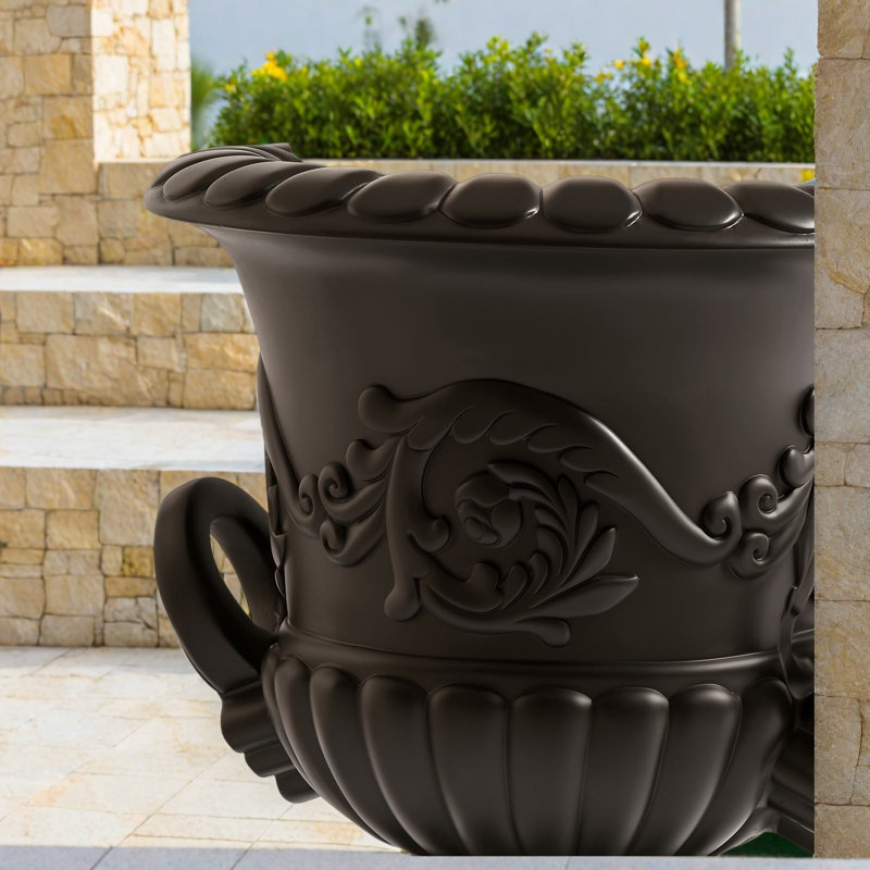 Grands pots de fleurs en forme d'urne, en oxyde de magnésium, 70,5 cm (27,75 pouces), style romain, pour entrée, Black