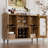 Xachary 40'' Wine Bar Cabinet with 4-Tier Storage for Glasses with LED Lights, Sideboard with Doors-210549223