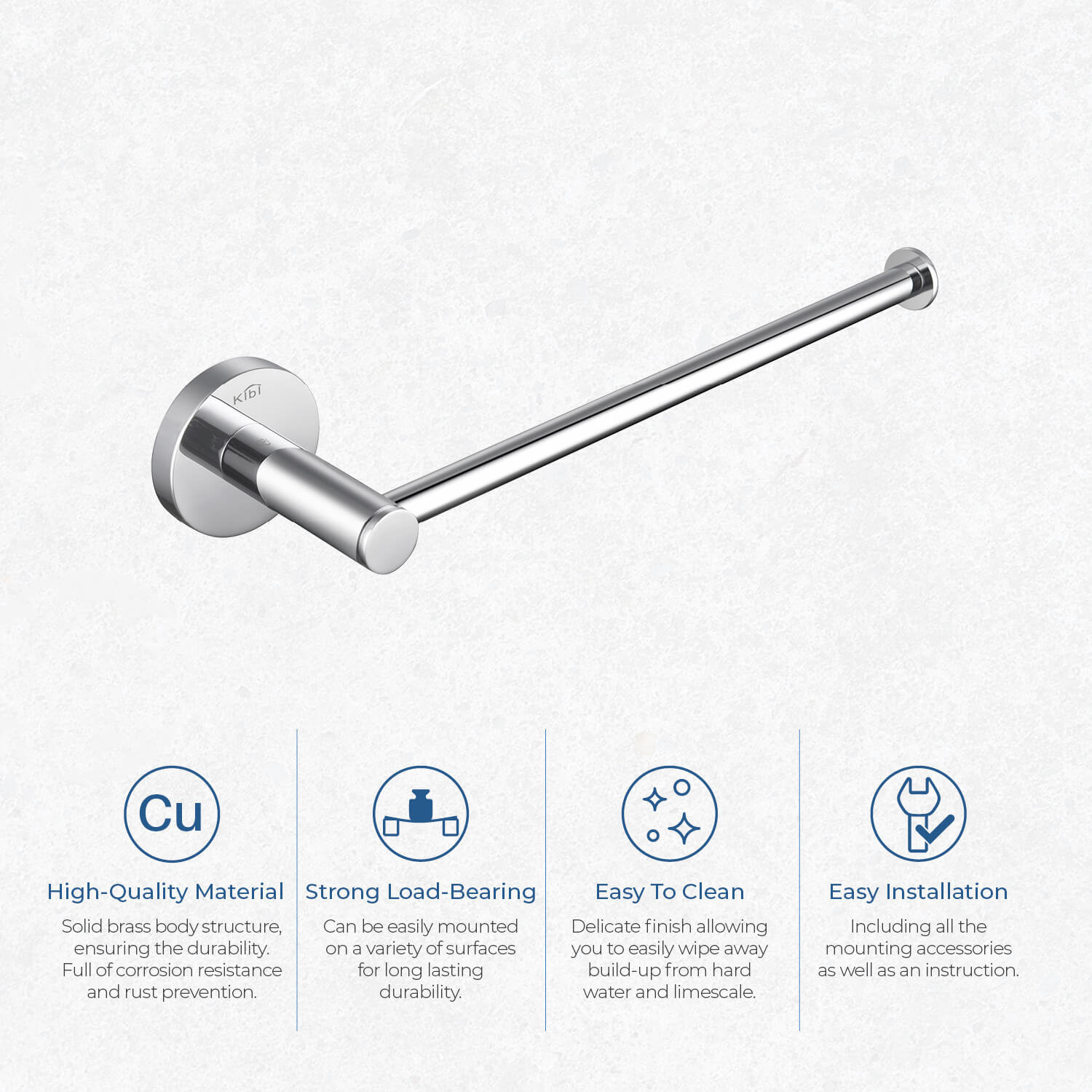 Circular 10" Wall Mounted Towel Bar, Chrome