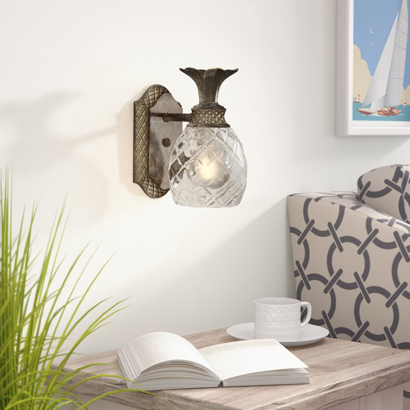 Plantation 1-Light Pineapple Accent Wall Sconce, Pearl Bronze