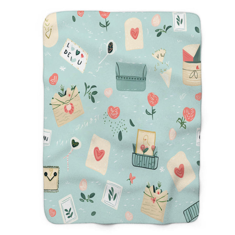 Love Note - Couverture sherpa de qualité supérieure 1 pièce, L 60 po x L 80 po