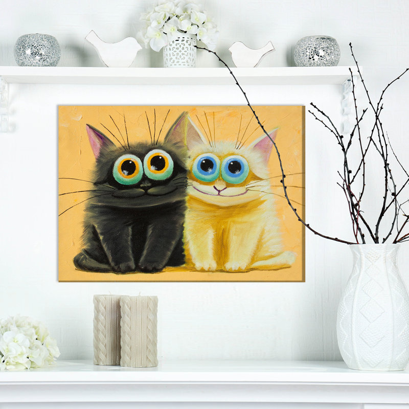 « 2 chatons », reproduction d’impression sur toile tendue, H 20 po x l 20 po x P 1 po
