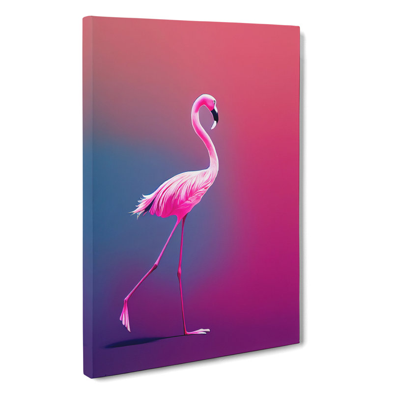 Strolling Flamingo - Wrapped Canvas, 50cm H x 35cm W x 3cm D