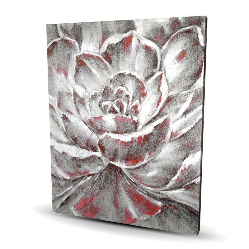 Fleur grise et rose - Toile contemporaine pour la décoration intérieure
