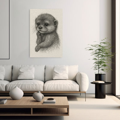 Thoughtful Baby Otter Contemporary Wall Art Print