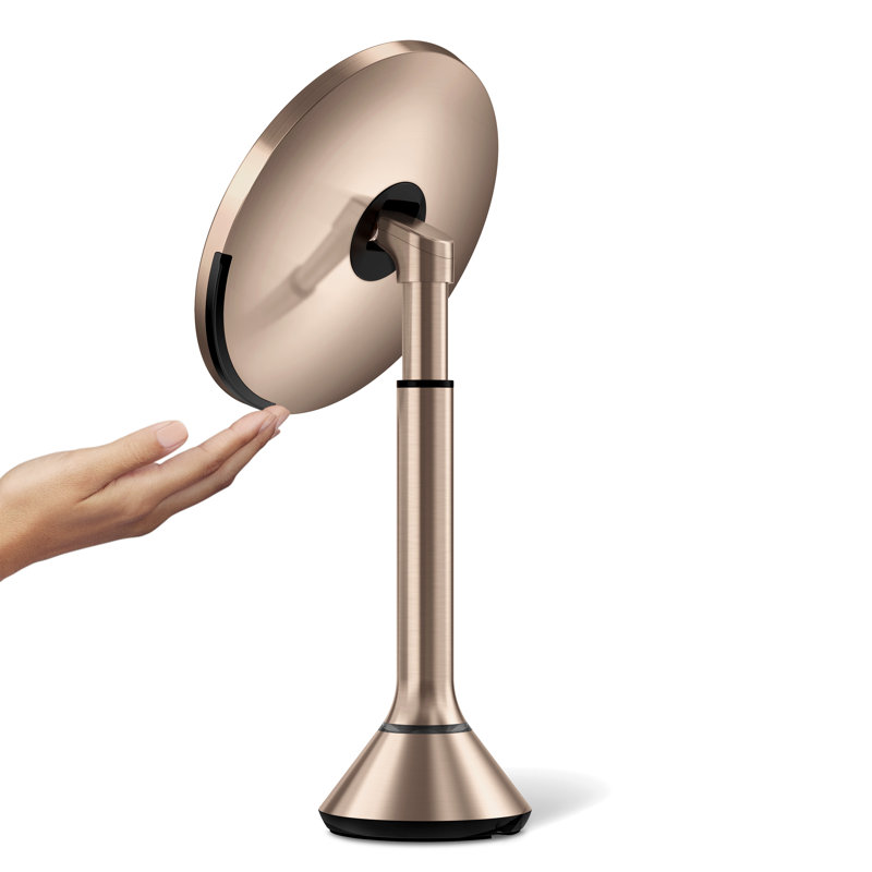 simplehuman 8" Round Sensor Makeup Mirror with Touch-Control Brightness, 5X Magnification, Cordless, Rose Gold