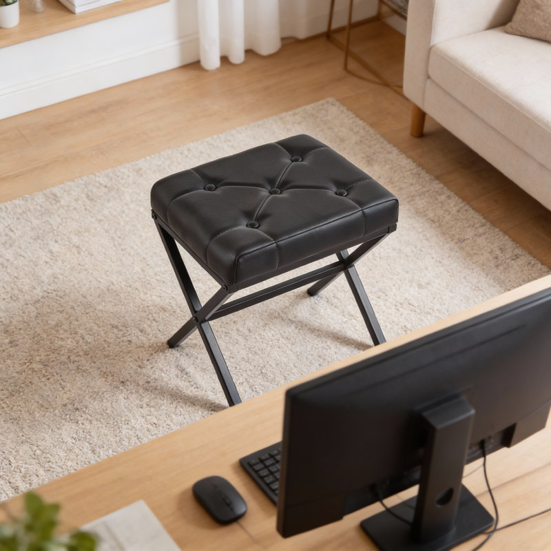 Tabouret en similicuir l 15,5 po, Noir
