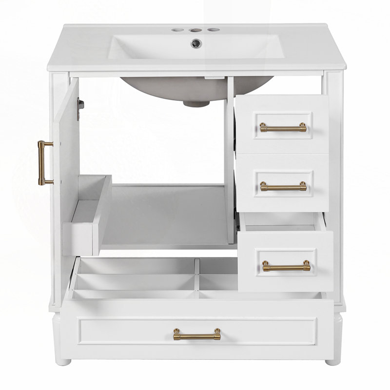 Meuble-lavabo 30 po avec lavabo en céramique, Blanc