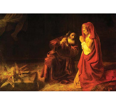 « the victimes of manoah » par rembrandt van rijn, reproduction d’art
