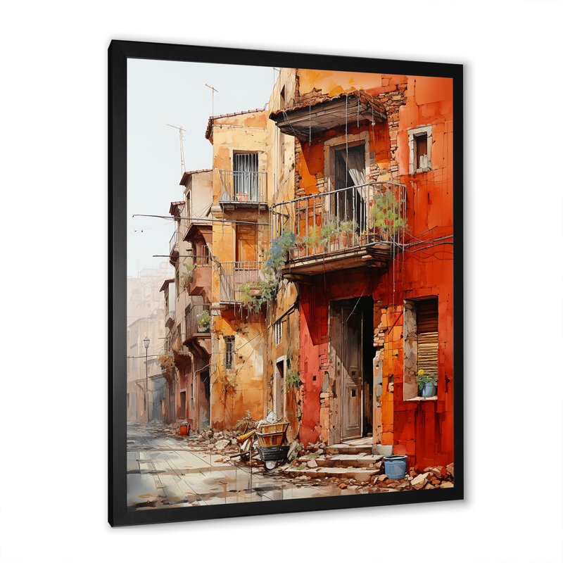«City of Terracotta Townscape I», reproduction sur toile, Cadre photo noir simple, H 44 po x l 34 po x P 1,5 po